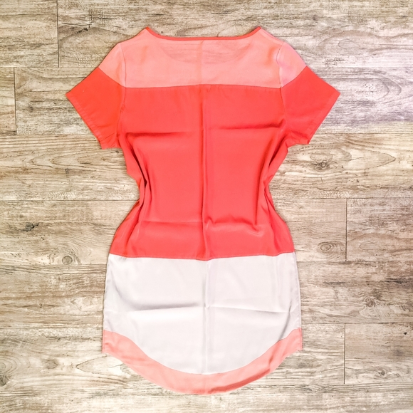 EXPRESS Dress in Coral Salmon & Tan Khaki Beige - Picture 2 of 3